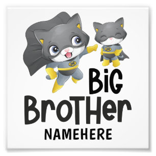 Big Brother Superhero Cat Custom Name Photo Print