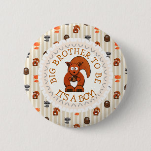 Big Brother To Be Button Woodland Aninmal Theme