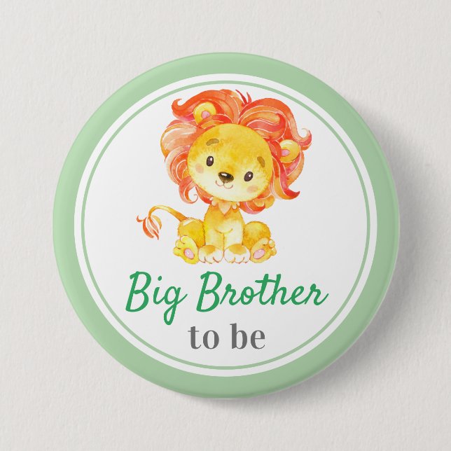Big Brother to be Jungle Safari Baby Boy Shower 7.5 Cm Round Badge (Front)