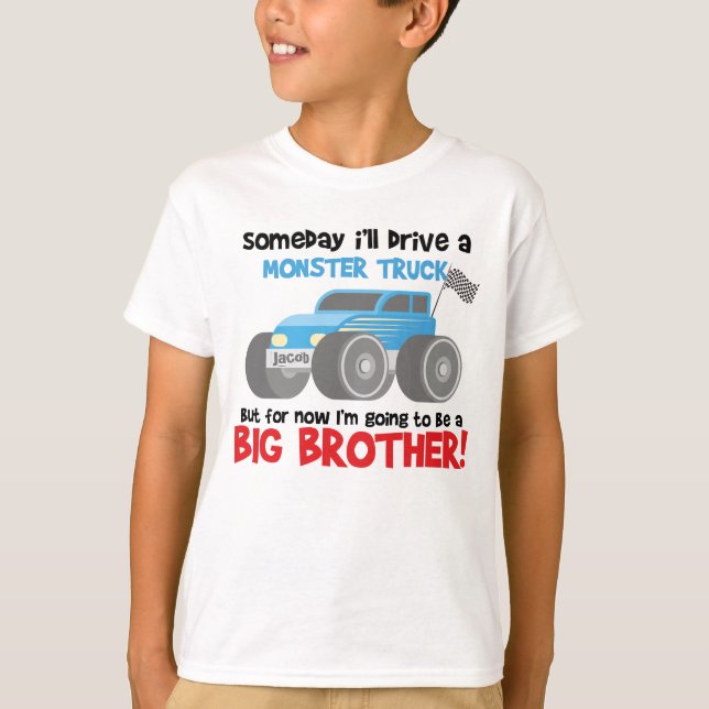 Big brother to be monster truck pregnancy announce T-Shirt (Front)