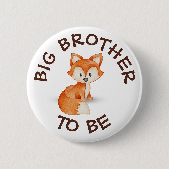 Big Brother to be Woodland Animals Baby Shower 6 Cm Round Badge (Front)