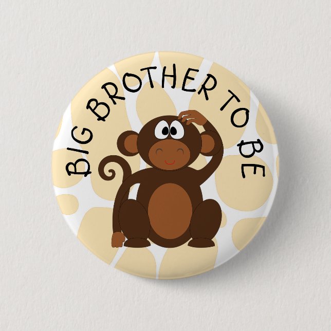 Big Brother to be Zebra Baby Shower button (Front)