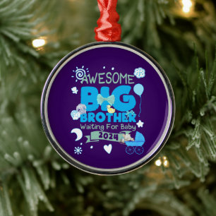 Big Brother Waiting for New Baby in 2023 Metal Tree Decoration