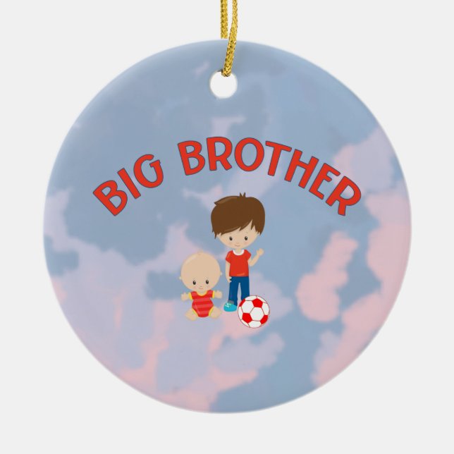 Big Brother with Baby Brother Heart Christmas Tree Ceramic Tree Decoration (Front)