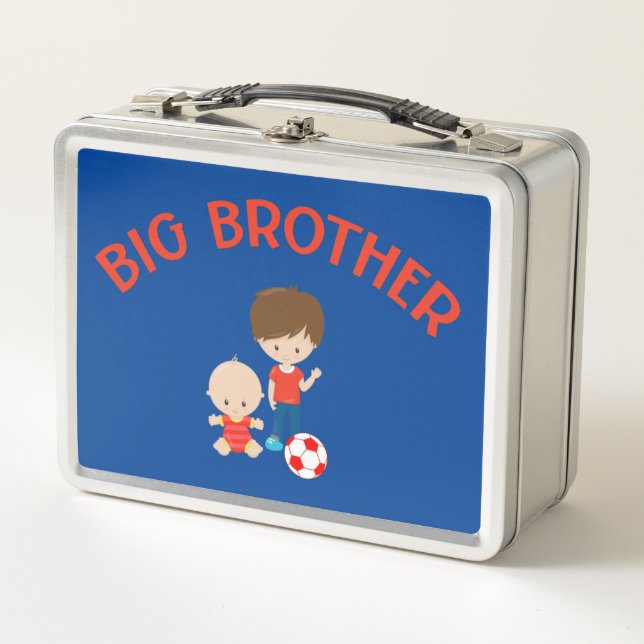 Big Brother with Baby Brother Personalised Metal Lunch Box (Front)