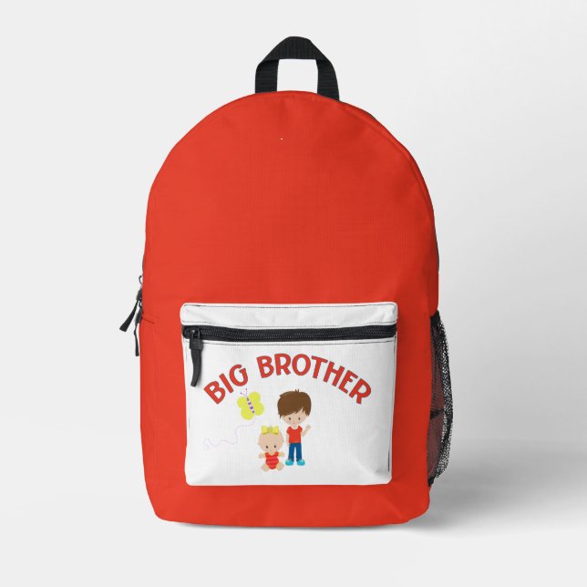 Big Brother with Baby Sister Personalised Name Printed Backpack (Front)