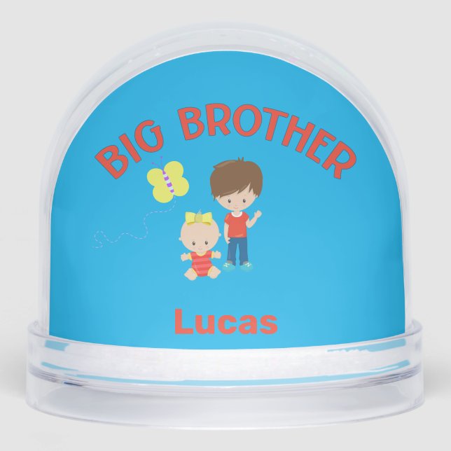 Big Brother with Baby Sister Personalised  Snowglobe (Front)