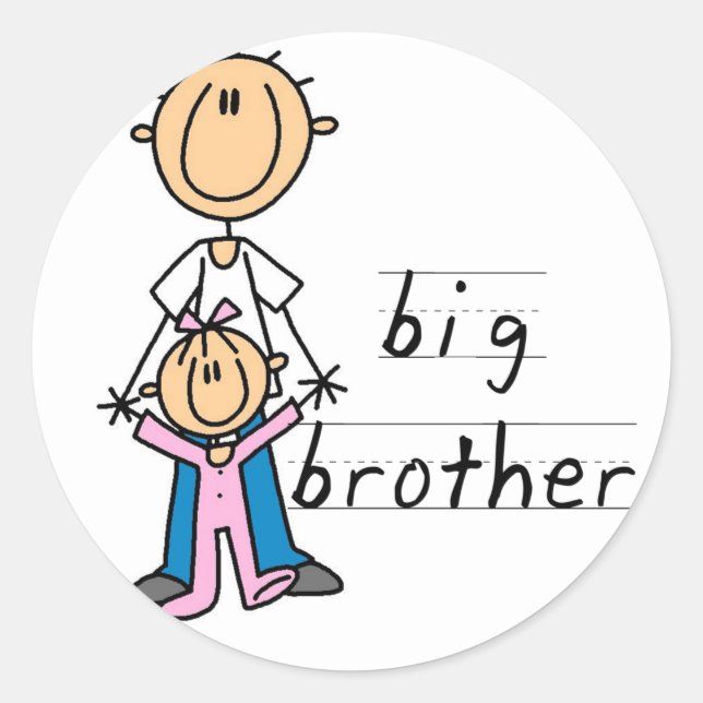 Big Brother with Baby Sister Tshirts and Gifts Classic Round Sticker (Front)