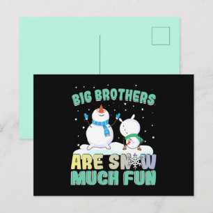 Big Brothers are Snow Much Fun - Holiday Snowman Postcard