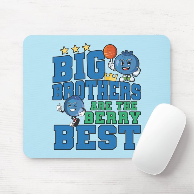 Big Brothers are the Berry Best - Blueberry Pun Mouse Mat (With Mouse)