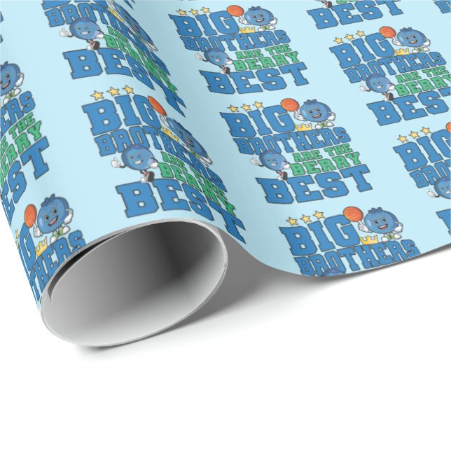 Big Brothers are the Berry Best - Blueberry Pun Wrapping Paper (Roll Corner)