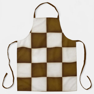 Big Brown & Antique White Checkers Large Apron