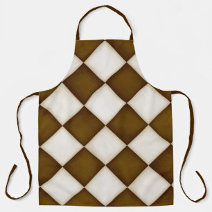 Big Brown & Antique White Diamonds Large Apron