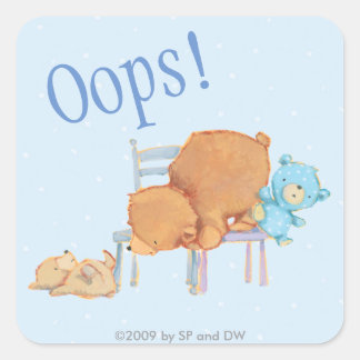 Big Brown Bear, Calico, & Floppy Share Two Chairs Square Sticker