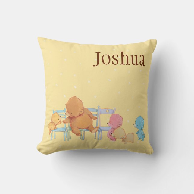 Big Brown Bear & Friends Share Four Chairs Cushion (Front)