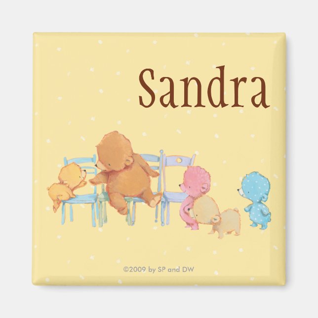 Big Brown Bear & Friends Share Four Chairs Magnet (Front)