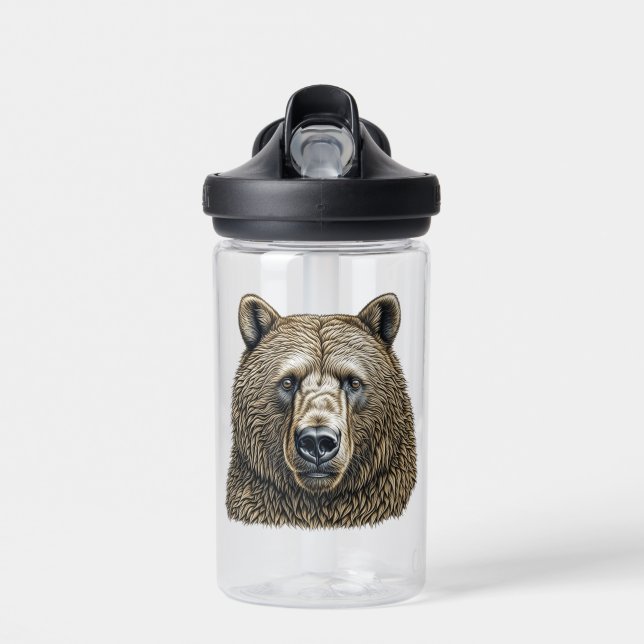 Big Brown Bear Personalised Water Bottle (Front)