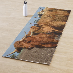 Big Brown Highland Cows, Yoga Mat, Yoga Mat
