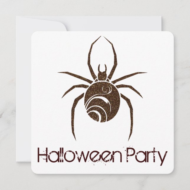 Big Brown Spider Halloween Party Invitation 2 (Front)