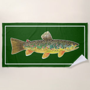Big Brown Trout Fly Fishing Ichthyology Cool Beac Beach Towel