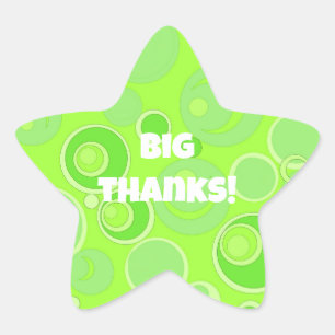 Big Bubblegum Bubbles Everywhere Green Thank You Star Sticker