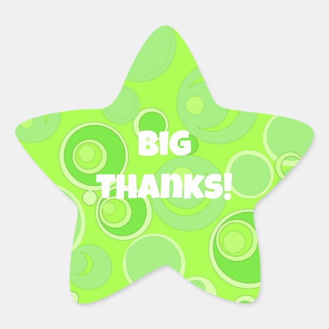 Big Bubblegum Bubbles Everywhere Green Thank You Star Sticker (Front)