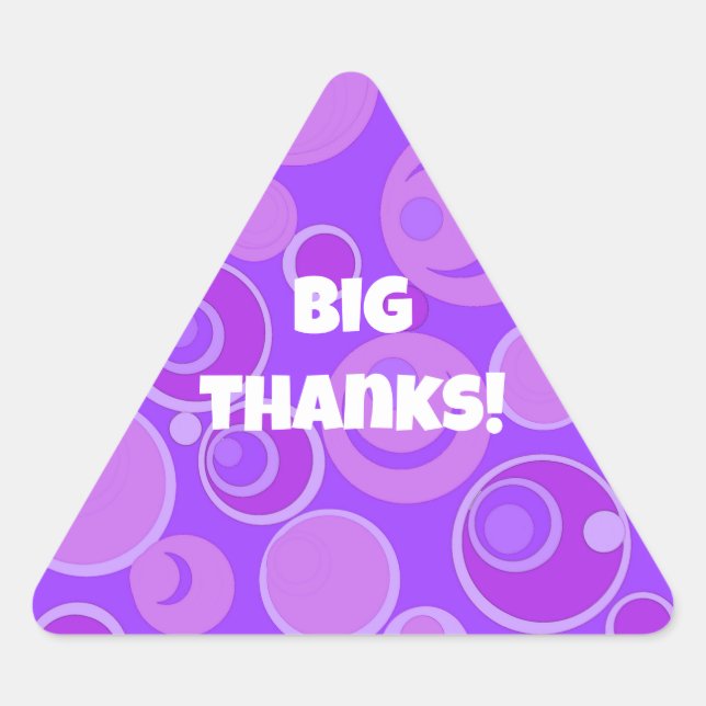 Big Bubblegum Bubbles Everywhere Purple Thank You Triangle Sticker (Front)