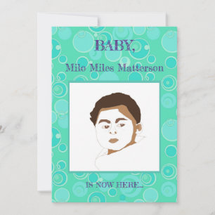 Big Bubblegum Bubbles Everywhere Teal Birth Announcement