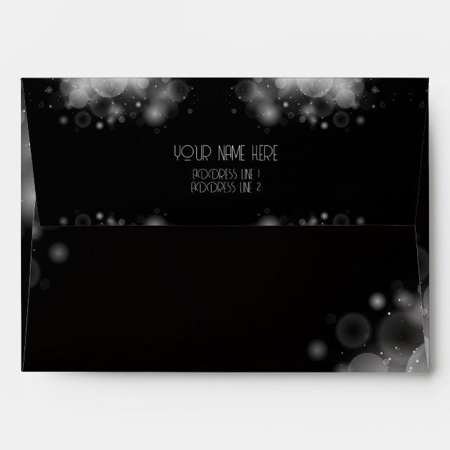 Big Bubbles Bokeh Black  Envelope (Back (Top Flap))