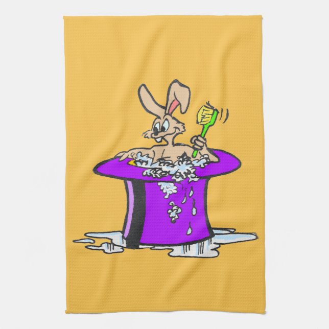 Big Bubbling Bunny Kitchen Towel Customisable (Vertical)