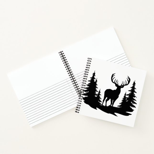 Big Buck Among Pine Tree Vector  Notebook (Inside)