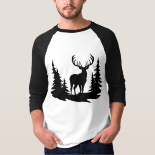 Big Buck Among Pine Tree Vector T-Shirt