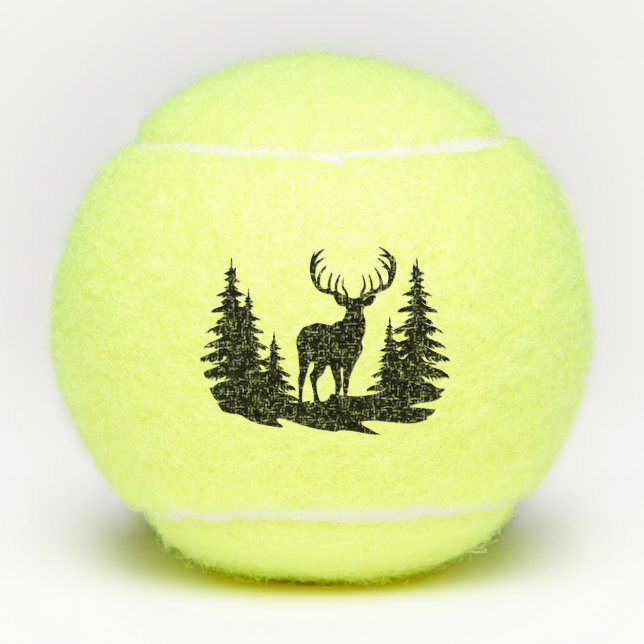 Big Buck Among Pine Tree Vector  Tennis Balls (Front)