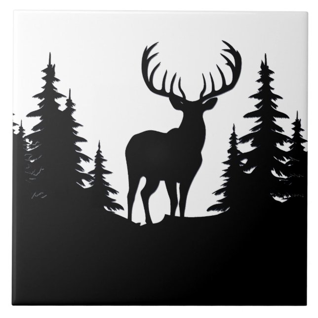 Big Buck Among Pine Tree Vector  Tile (Front)