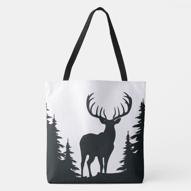 Big Buck Among Pine Trees Tote Bag (Front)