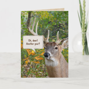 Big buck deer in woods for getting older birthday card