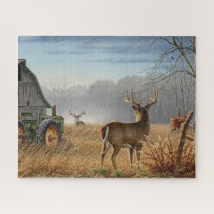 Big Buck  Deer Showdown On The Farm Jigsaw Puzzle