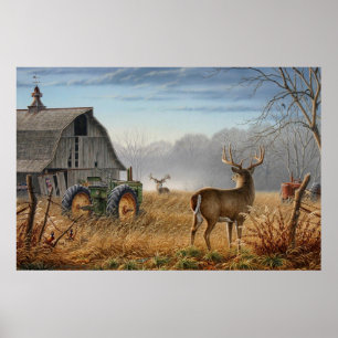 Big Buck Deer Showdown On The Farm Poster
