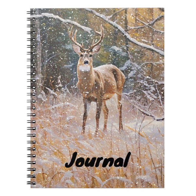 Big Buck Deer Snow Art Notebook Journal (Front)