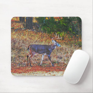 Big Buck Deer Waking Through a Meadow Art Mouse Mat