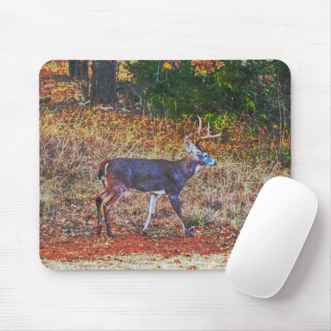 Big Buck Deer Waking Through a Meadow Art  Mouse Mat (With Mouse)
