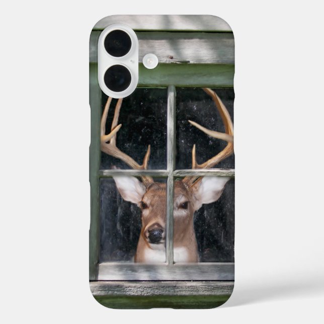 big buck in rustic window Case-Mate iPhone case (Back)