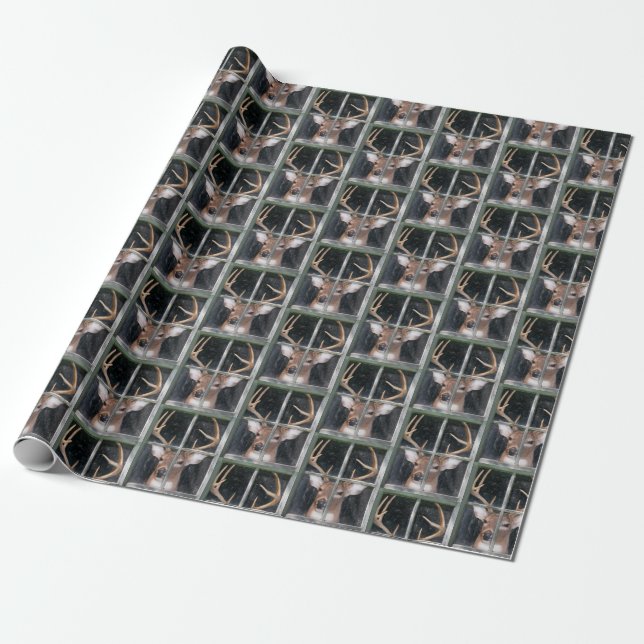 Big Buck in Window Wrapping Paper (Unrolled)