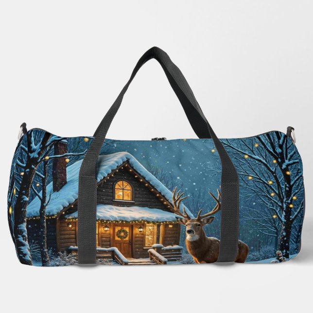  Big Buck's Snowy Christmas Visit Duffle Bag (Front)