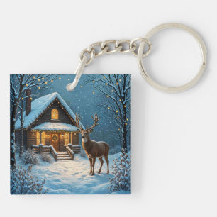 Big Buck's Snowy Christmas Visit Key Ring