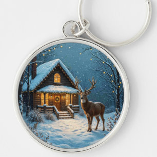 Big Buck's Snowy Christmas Visit Key Ring
