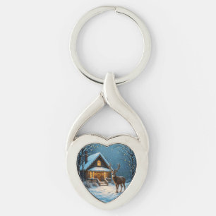 Big Buck's Snowy Christmas Visit Key Ring