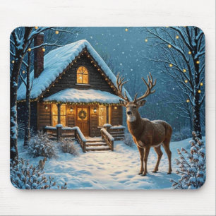 Big Buck's Snowy Christmas Visit Mouse Mat