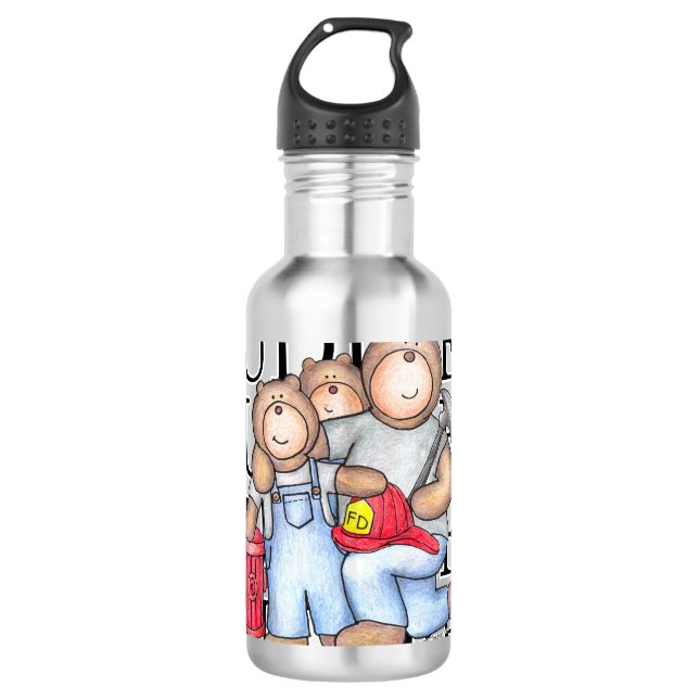 Big Buddy Little Buddy Firefighter 710 Ml Water Bottle (Front)