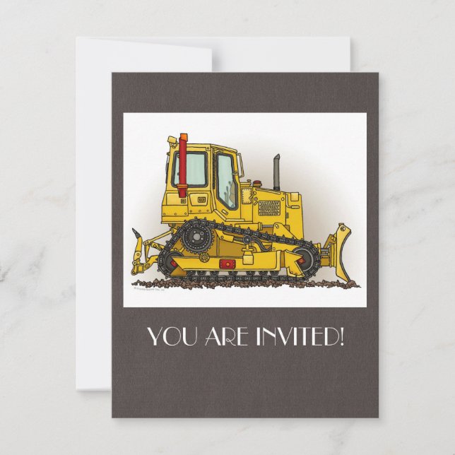 Big Bulldozer Dozer Invitation (Front)